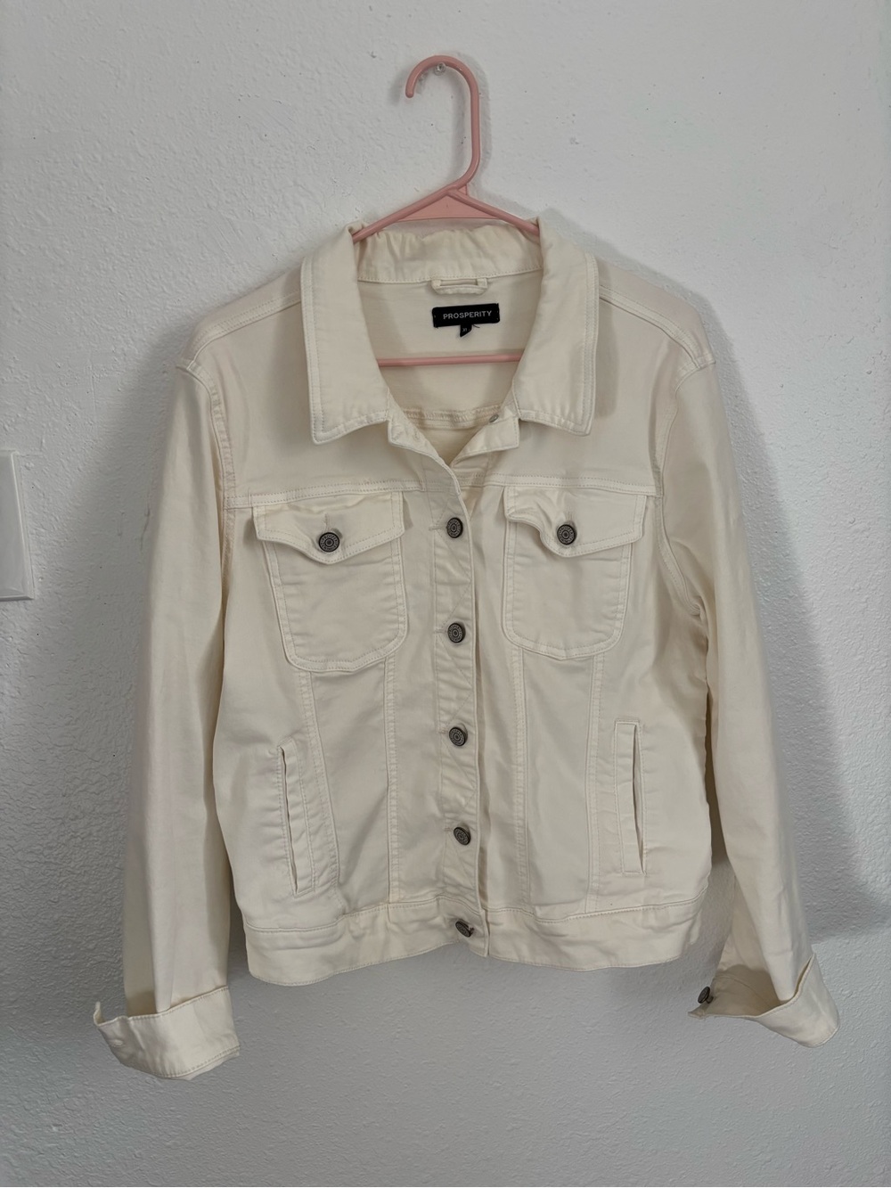 Cream Denim Jacket – Button Front Jean Jacket
